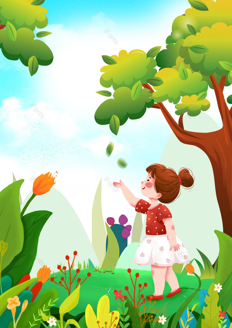 卡通手绘春分春天游玩的女孩宣传背景,插画/手绘图,插画/手绘图库,插画/手绘图下载,插画/手绘